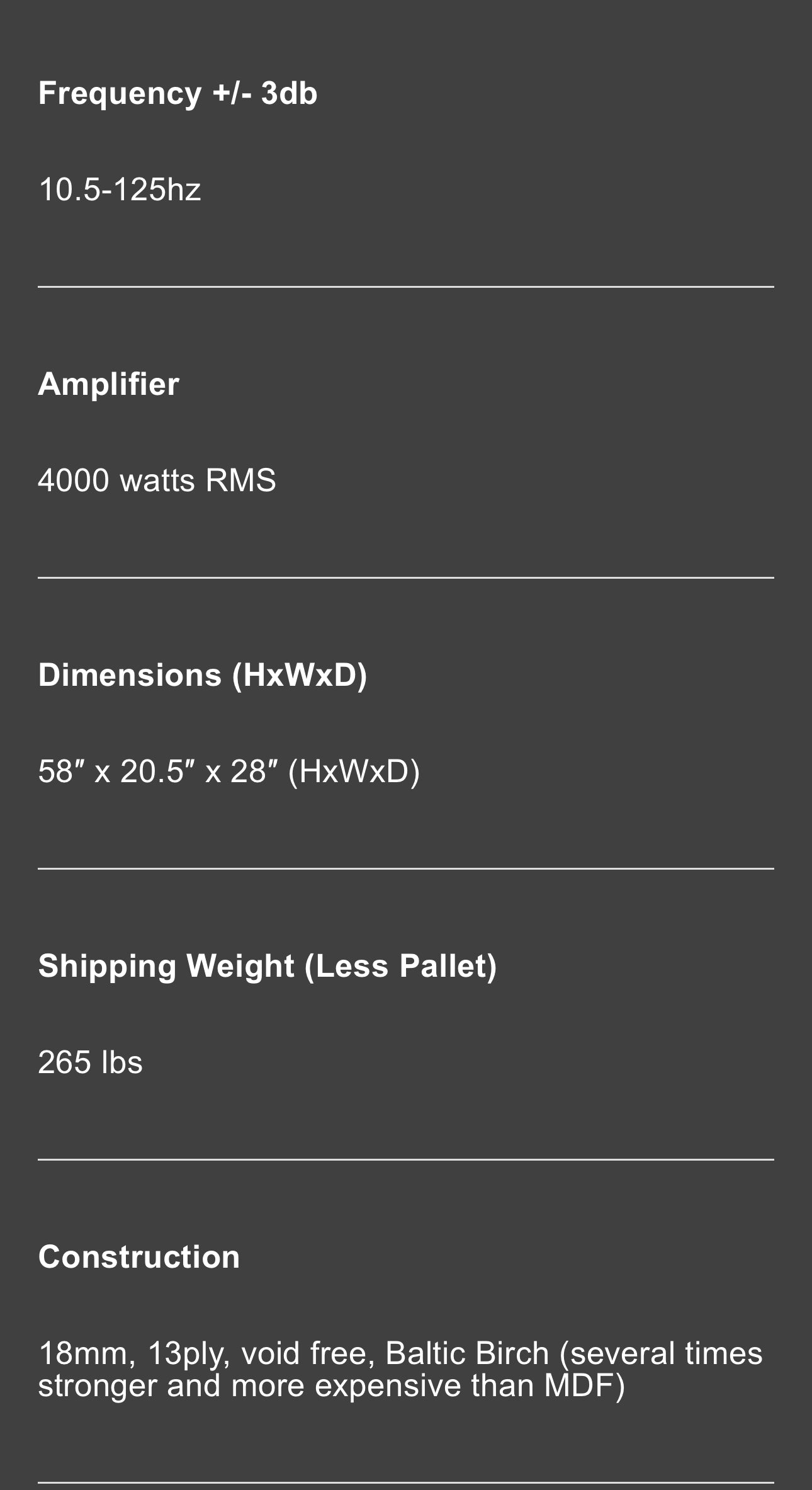 JTR Captivator 4000 Tall - 4000 watt High Output Low Distortion Powerful Subwoofer down to 10HZ