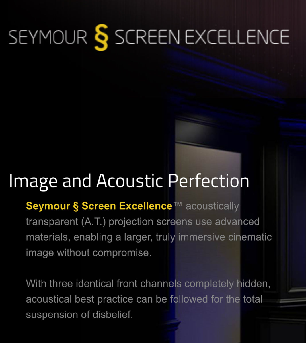 Seymour Excellence Projector Screens - Contact for an exact quote