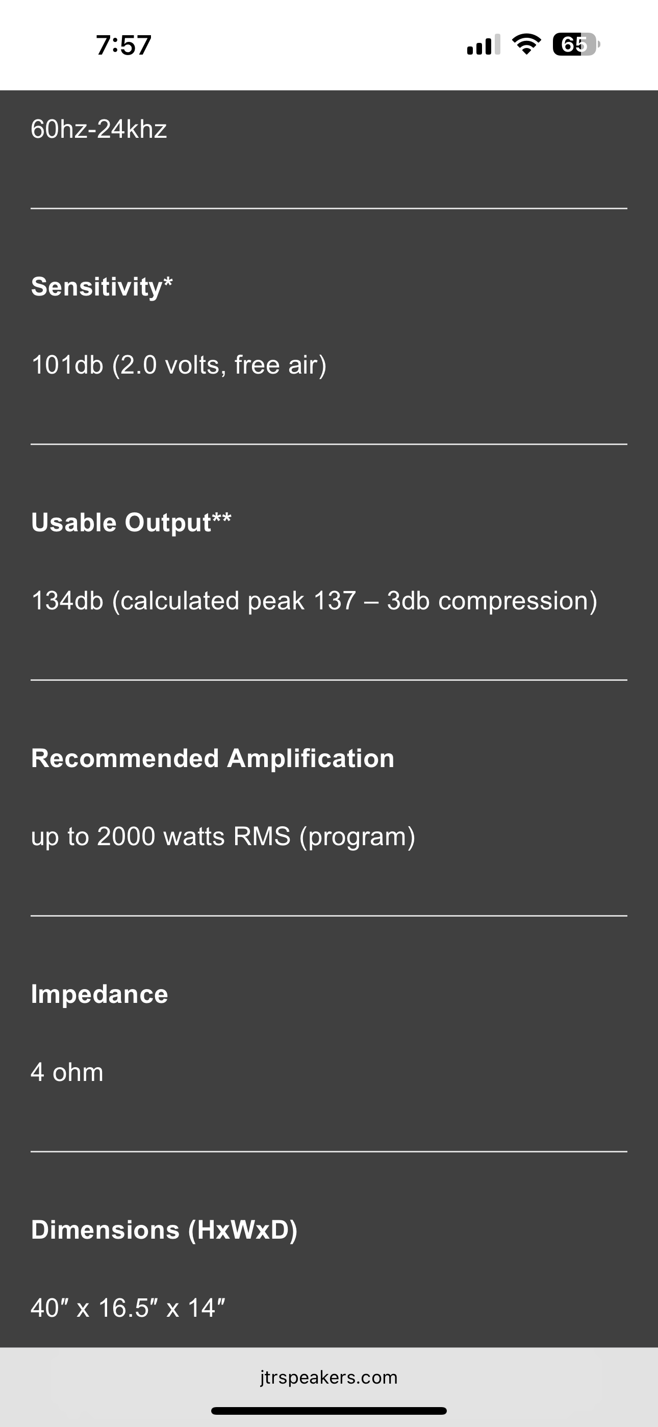 JTR 212HTR High Performance Loudspeaker *each